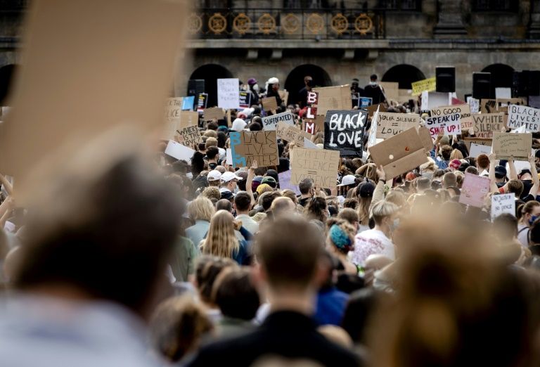 Protesters demonstrated in Amsterdam over the death of George Floyd in Minnesota (AFP Photo/Sem VAN DER WAL)